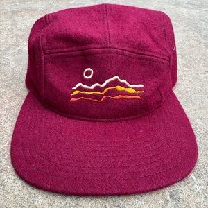 Burgundy Cap with Mountain Embroidery